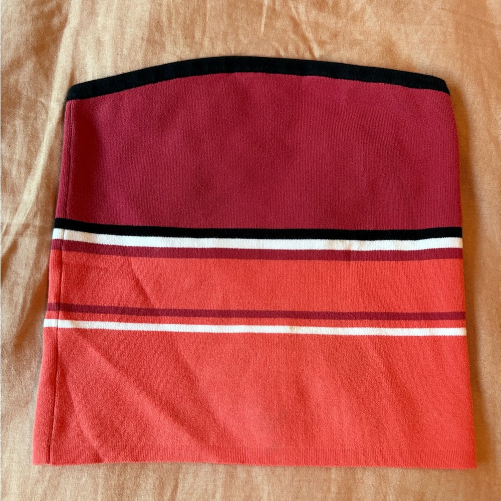 Express Red and Black Striped Crop Top